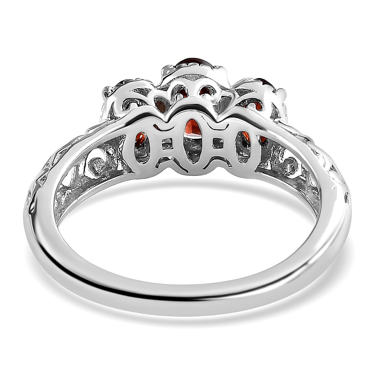 925 Sterling Silver Platinum Plated Citrine 3 Stone Ring Jewelry Size 7 Ct 0.9