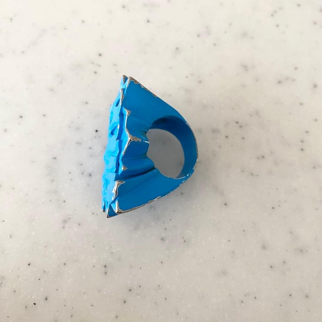 Ambush Pow! Letter Ring Color Blue Brass Men’s Accessories No Box Used