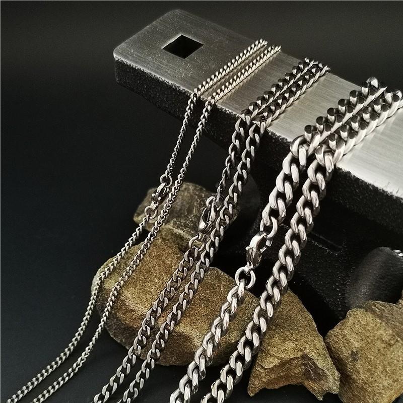 Pure Titanium Anti-allergy Necklace 2.2mm 3.5mm 5.5mm Curb Chain 22” 24” 26”