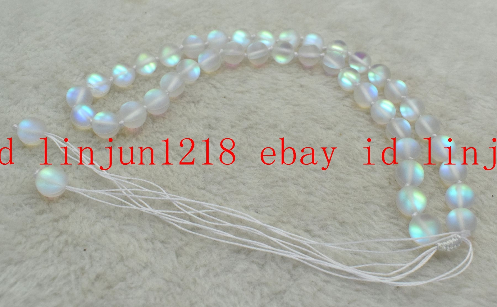 New 10mm White Gleamy Rainbow Moonstone Round Gemstone Handmade Necklace 18”AAA
