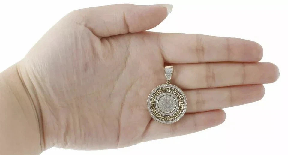 1 Ct Round Cut Simulated Diamond Medallion Charm Pendant 14k Yellow Gold Plated