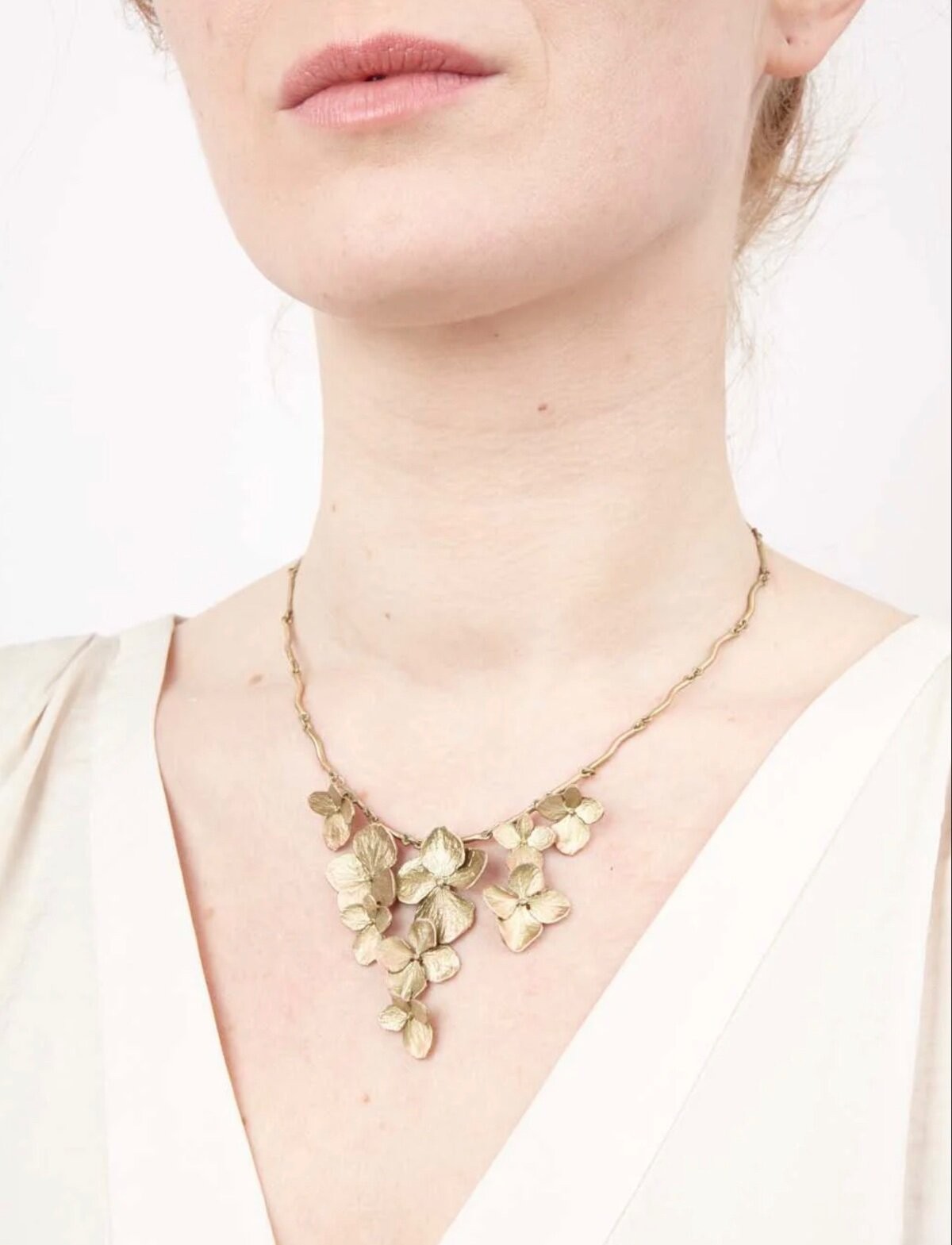 Michael Michaud Hydrangea Necklace Contour Handcast Botanical Jewelry Nature Gif