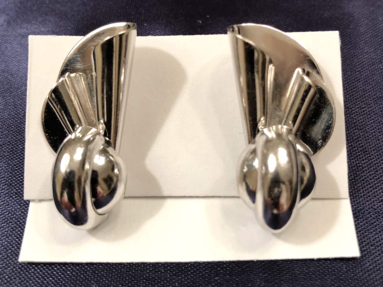 Vintage Silver Tone, Art Deco, Art Nouveau, Ball & Cone, Metal, Earrings