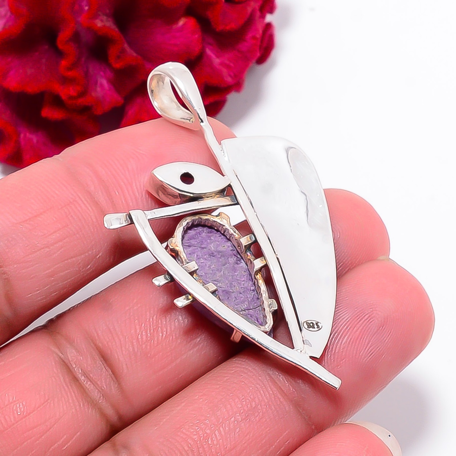 Stichtite – Island Of Tasmania & Iolite 925 Sterling Silver Pendant 2.03″ P10284