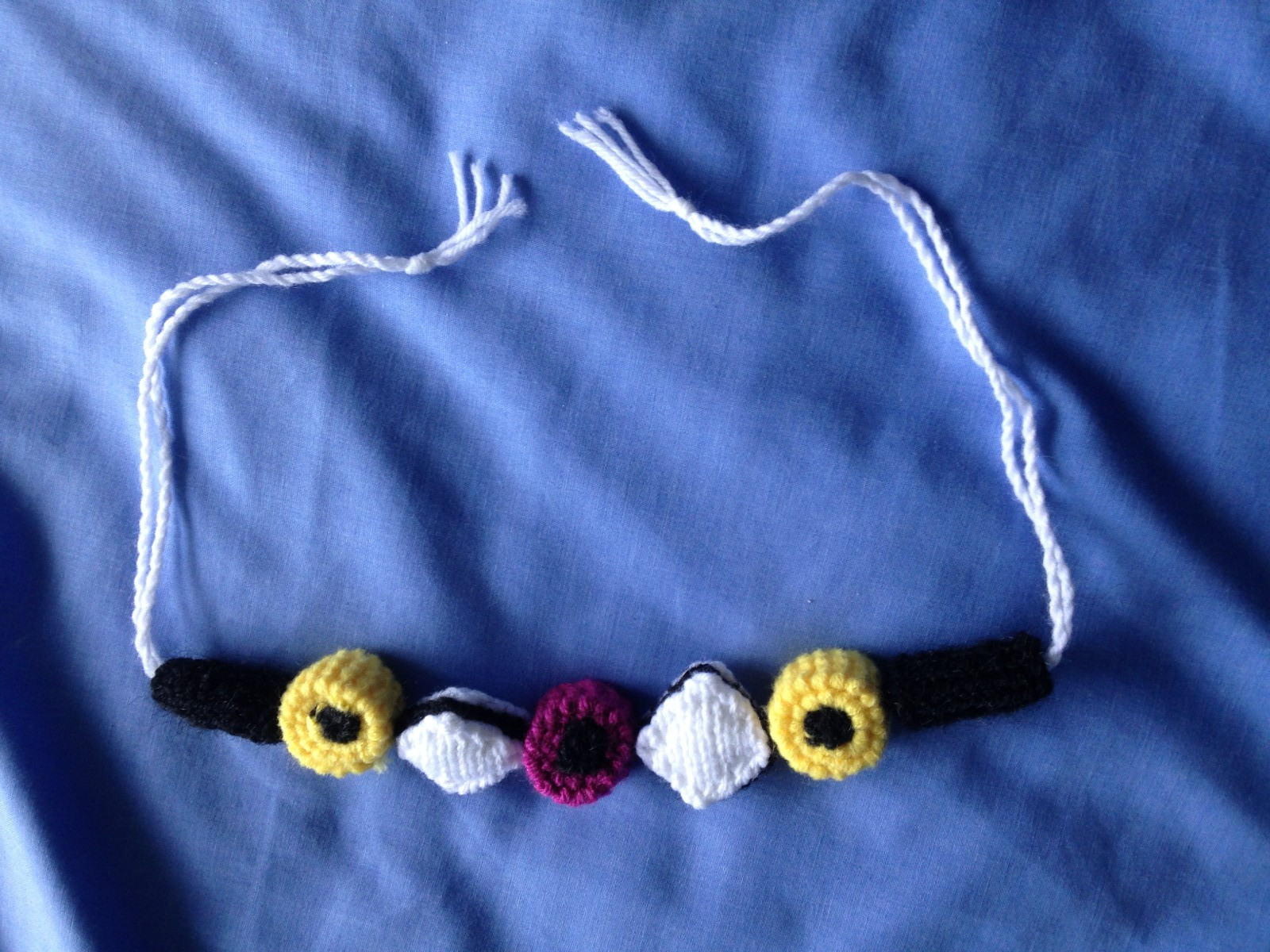 Knitted Necklace – Acrylic Wool Necklace (Licquorice Allsorts Theme) – Handmade