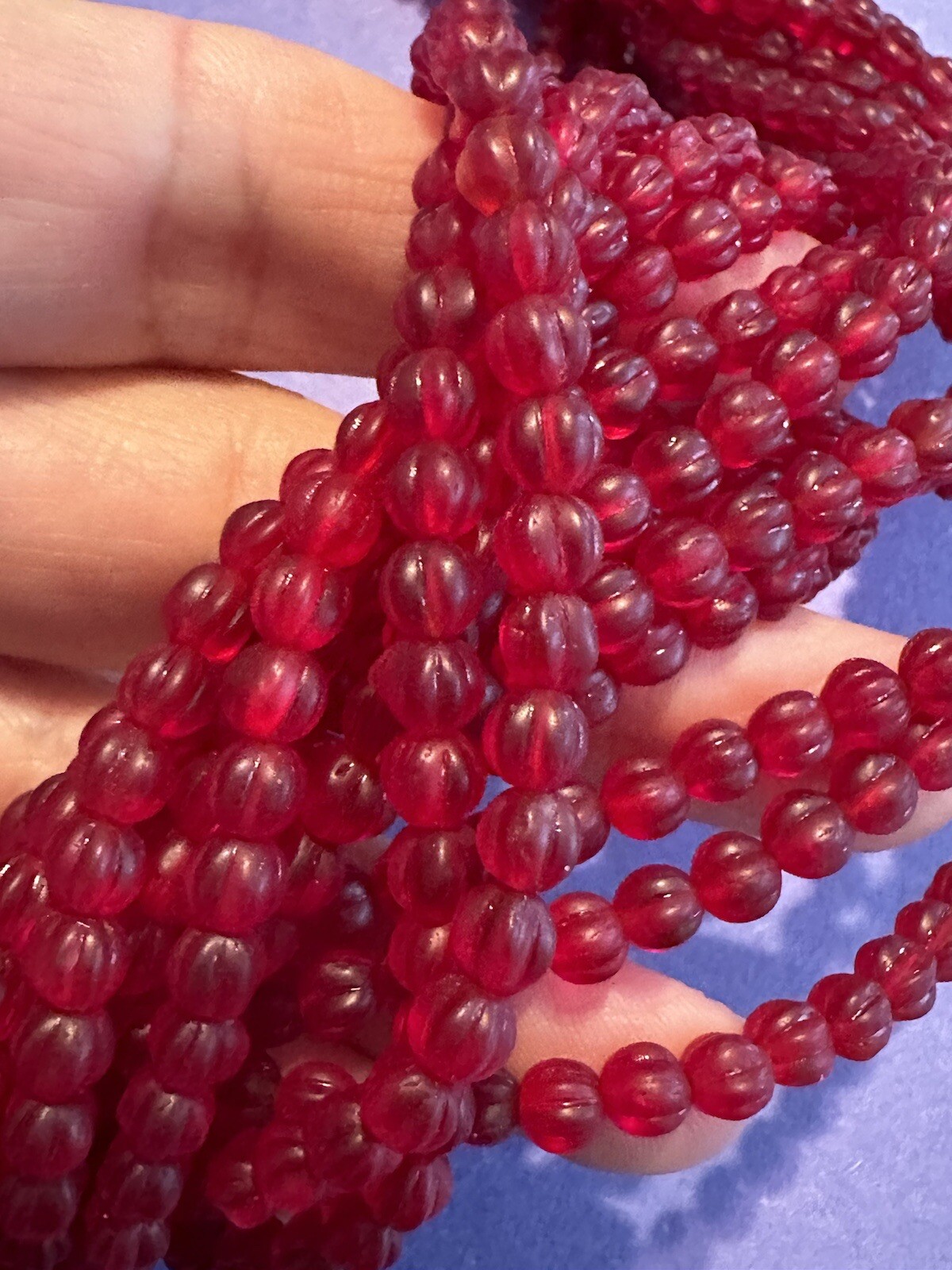 Necklace Red Multi strand Textured Bead Heart Clasp Statement 16″ Stunning Vtg