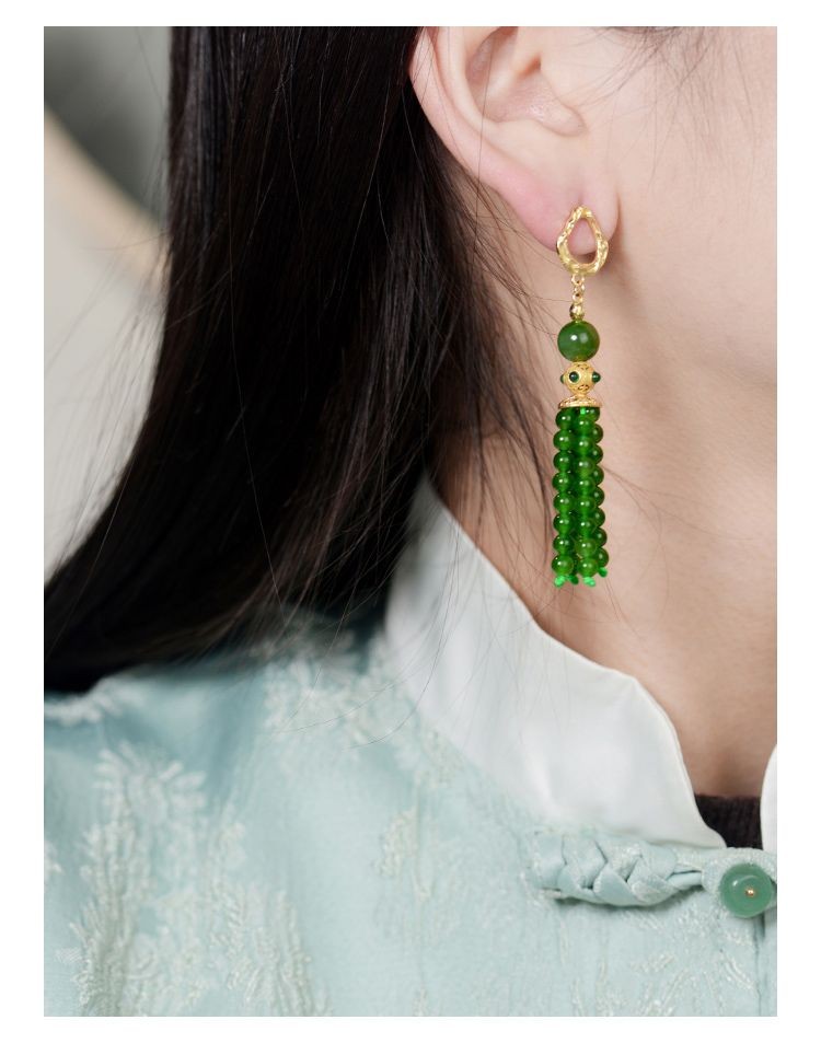 New Chinese Style Tassel Earrings Traditional Qipao Jewelry for Women