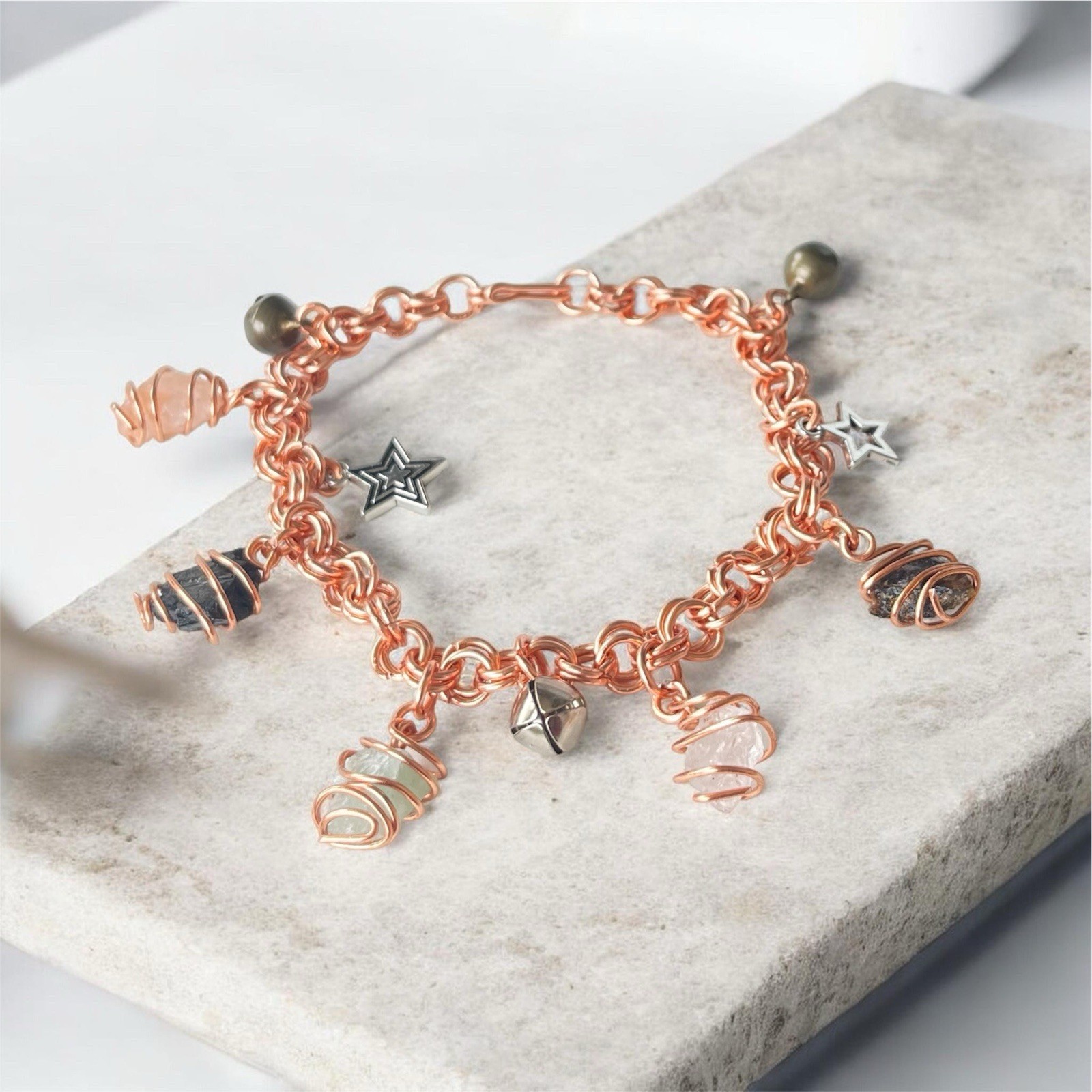 Copper/Antique Brass/titanium Non-Tarnish Link Chain/Charm/Crystal Anklet