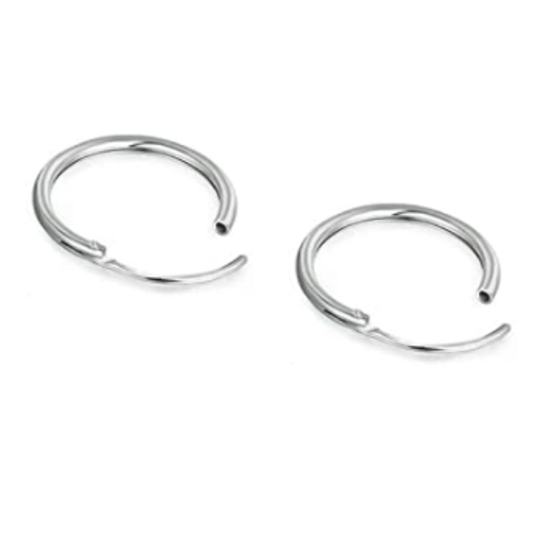 Hoop Earring 8 10 12 14 16mm Sterling Silver 925 Single Nose Lip Ear Piercing