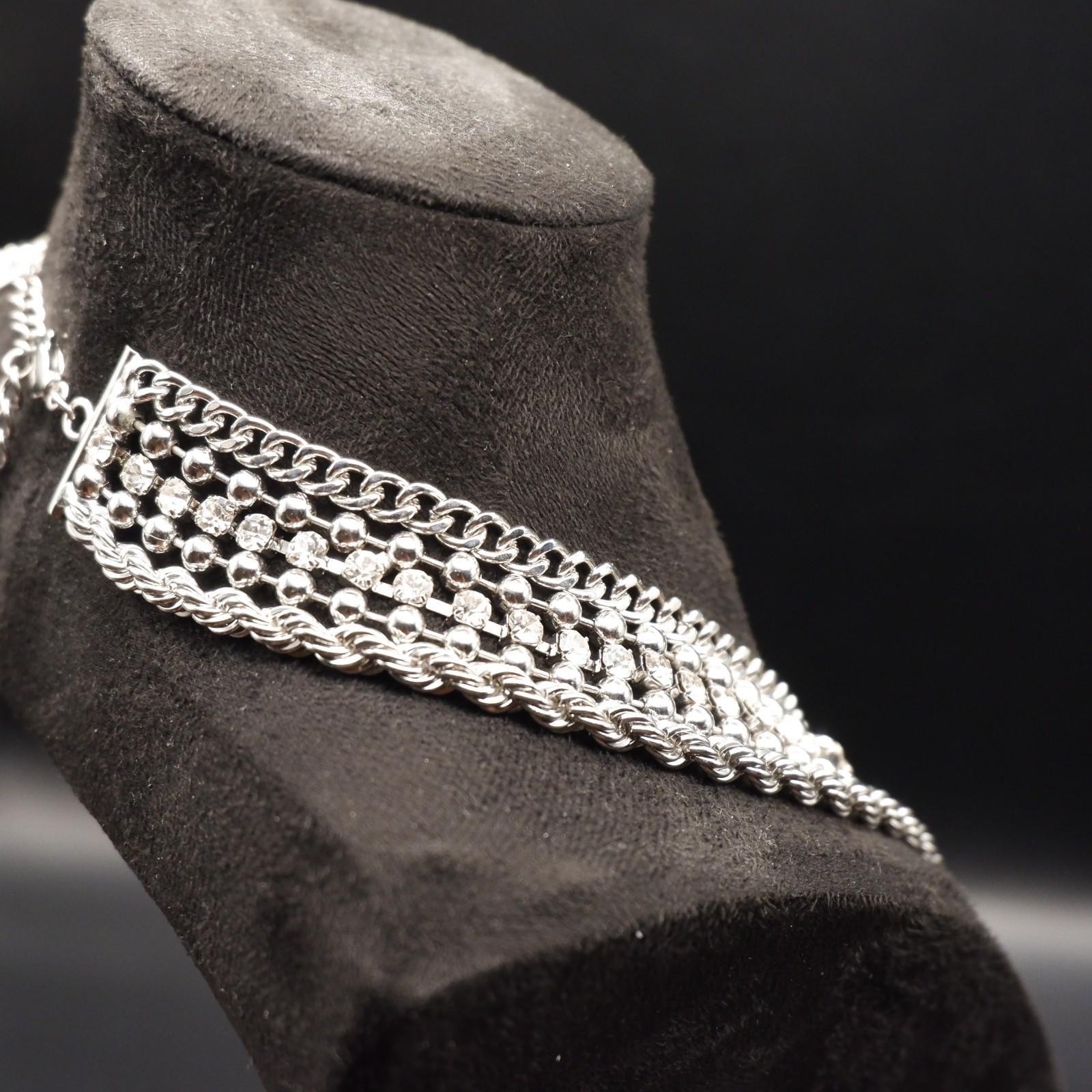 Butler & Wilson Multi Strand Necklace Silver Tone Signed Branded Rare