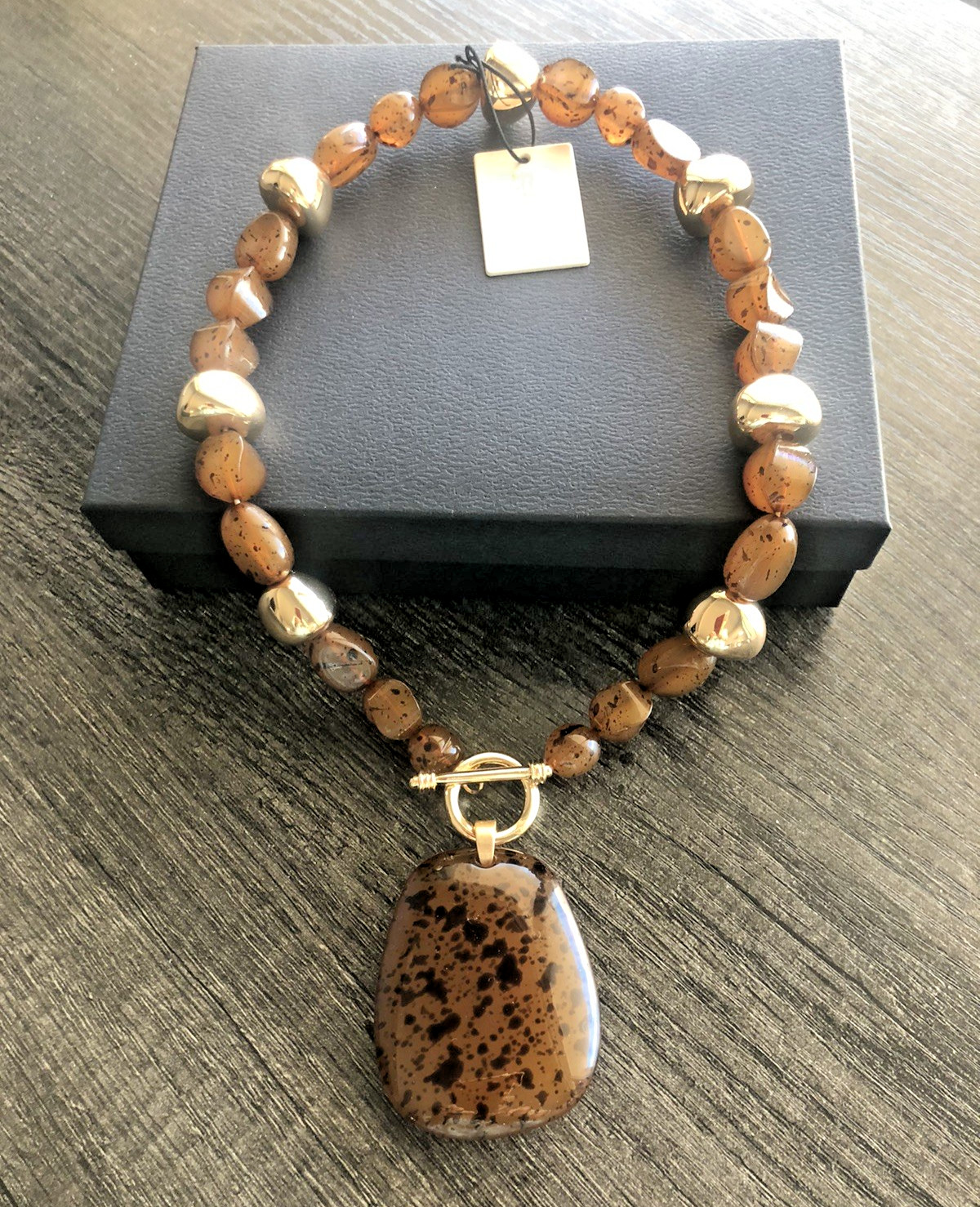 NWT Womens African Tribal Style Collar Necklace 20” Faux Amber + Free GiftBox$89