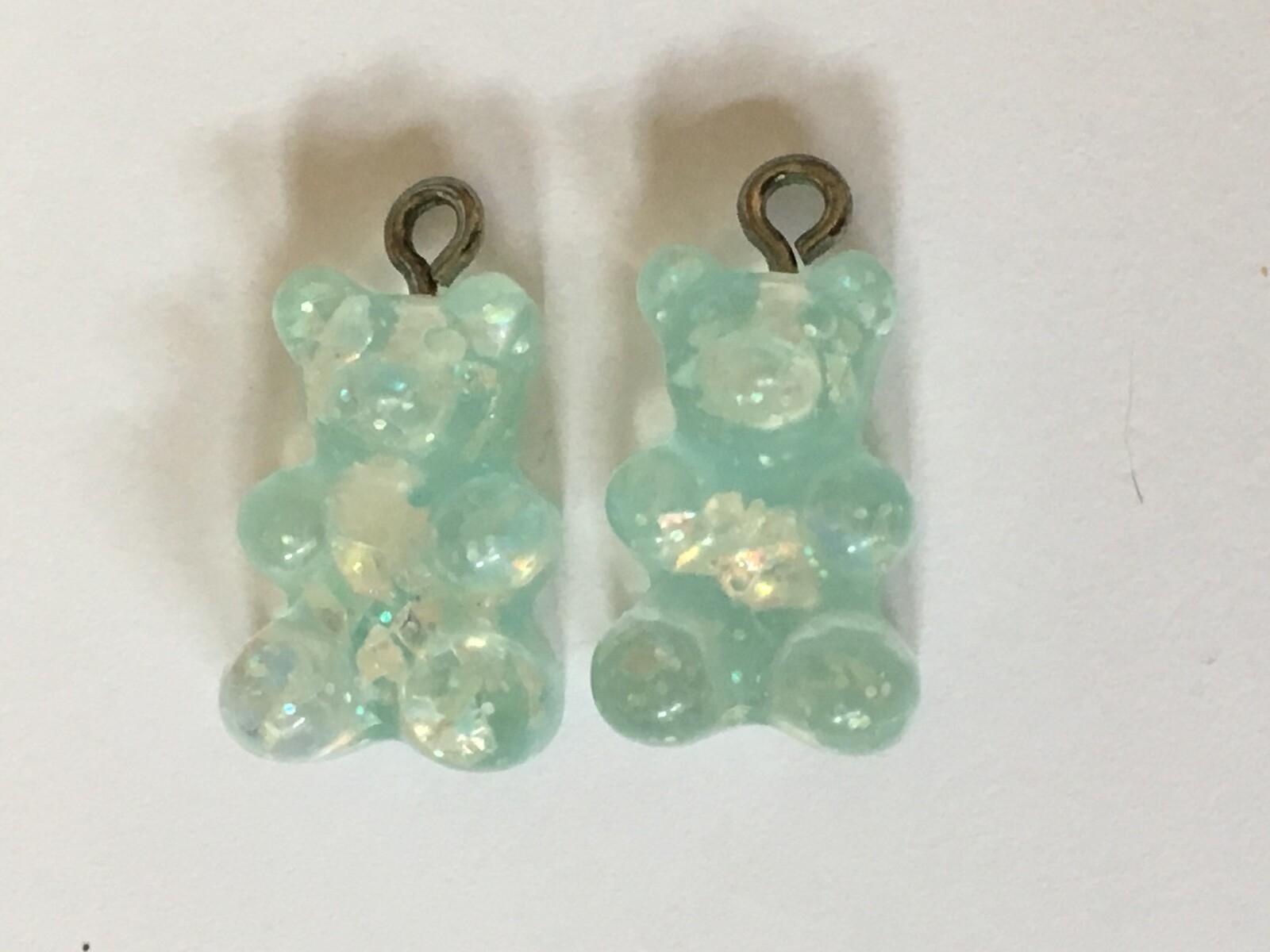GUMMY BEAR EARRINGS FOREST HARIBU PLASTIC PINK ORANGE GREEN PURPLE BLACK 1 PAIR