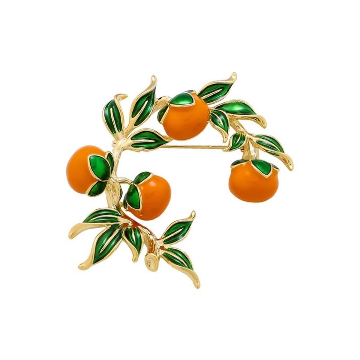 Enamel Persimmon Brooch Garden Style Fashion Lapel Pin