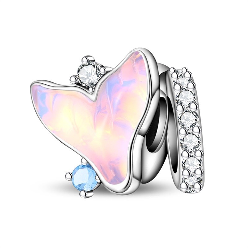 KUNSIR 925 Sterling Silver Iridescent Mermaid Tail Bead Charm For Bracelets DIY