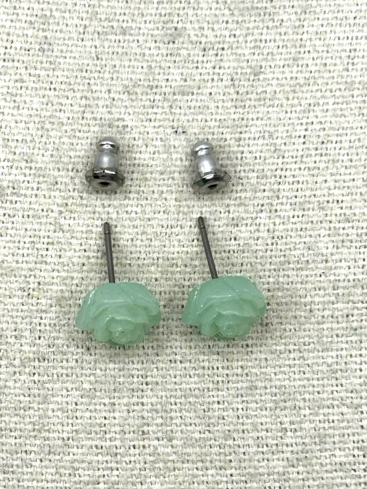 Pink Teal Green Flower Faux Pearl And Crystal Stud Dangle Earring Set of 7 Pairs