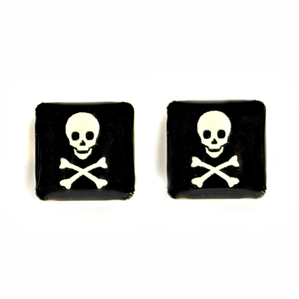 STAINLESS STEEL POST EARRINGS JOLLY ROGER Skull Pirate Crossbones Pair Stud NEW