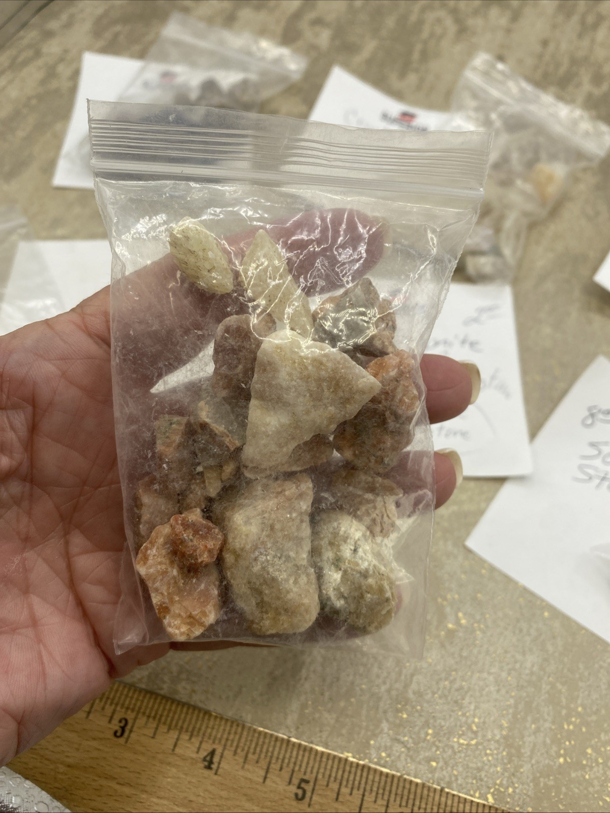 6 Bags Of Assorted Crystals (Separated)Contains Sodalite Moonstone +~See Pics