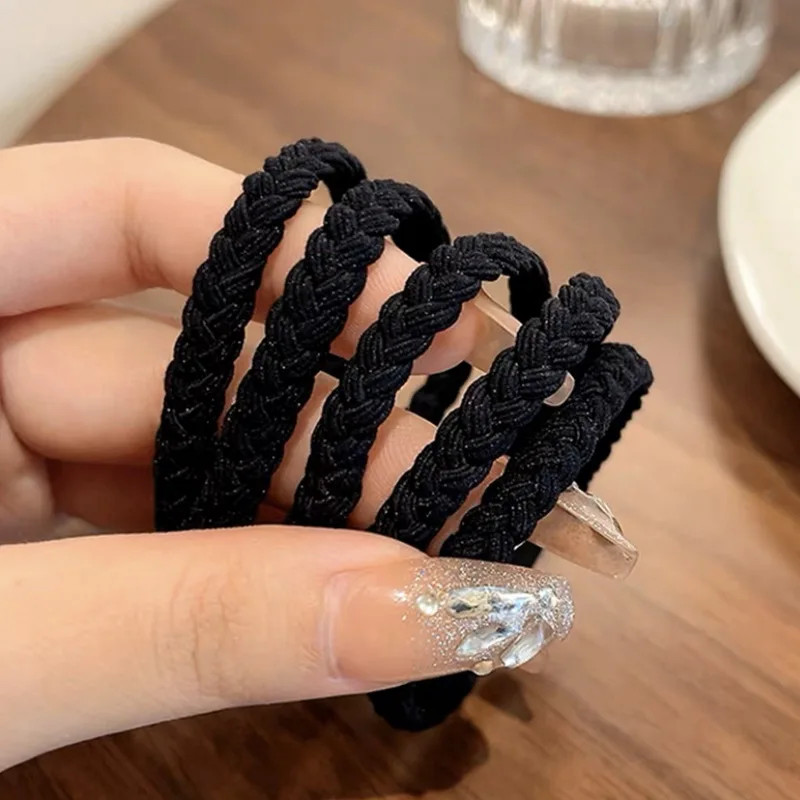 Braided Hair Ties Women Thick Elastic Bracelet Rope Ponytail Holders 5PCS