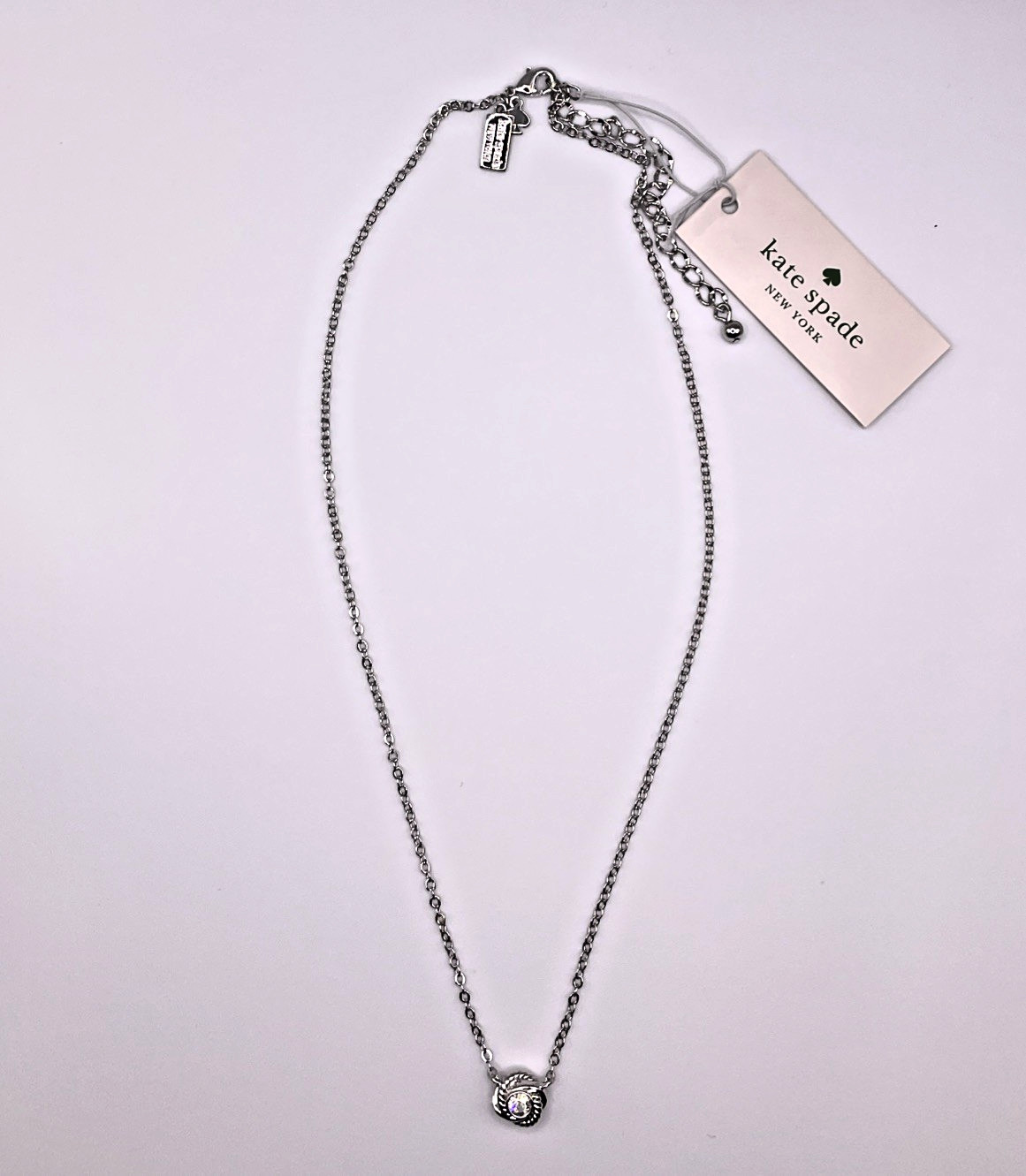 Kate Spade Necklace Infinity and Beyond Knot Mini Pendant NEW Silver Jewelry