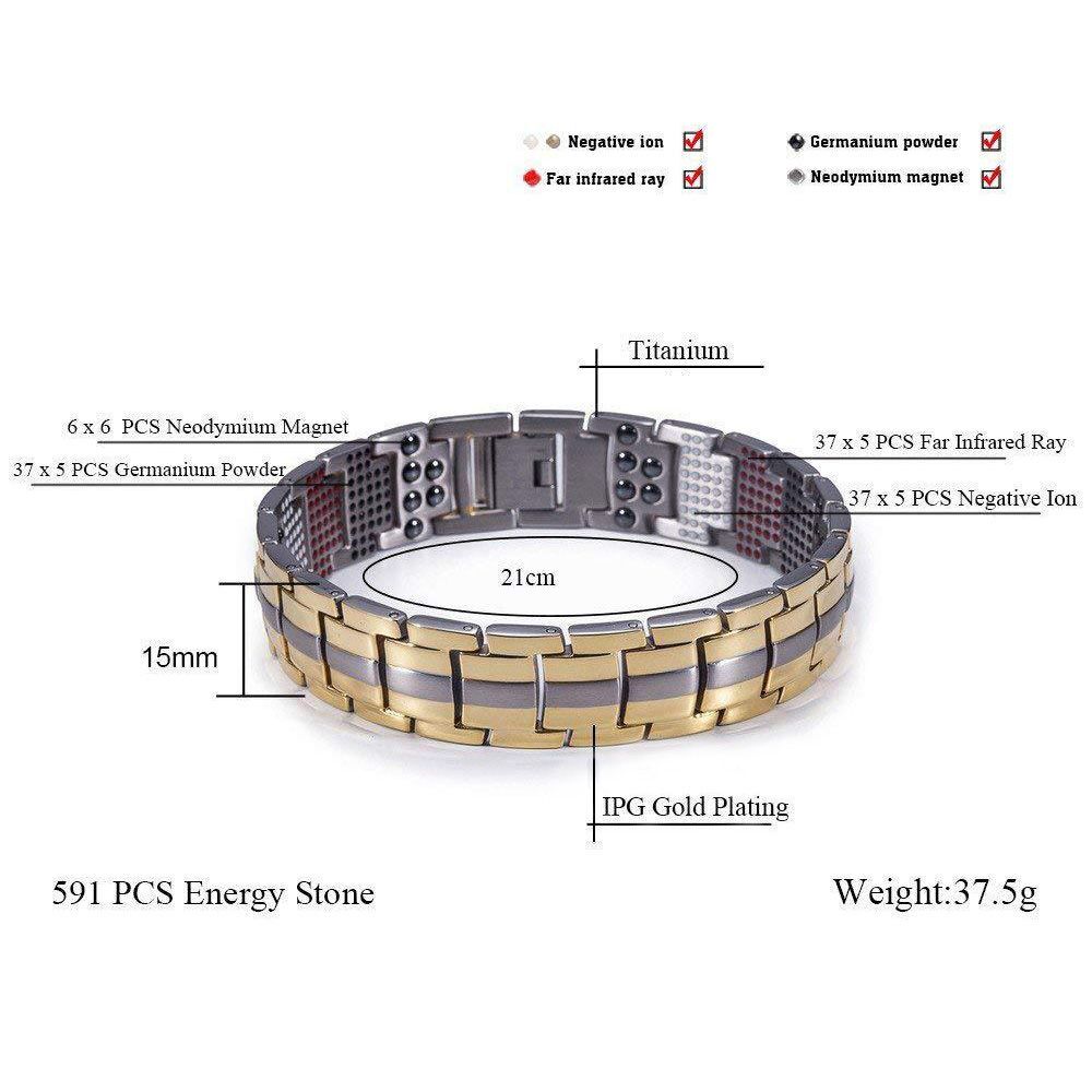Magnetic Therapy Bracelet – Titanium Double Row Strength Pain Relief Bracelets