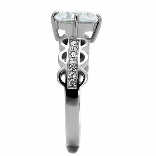 TK2658 – High polished (no plating) Stainless Steel Ring with AAA Grade CZ in
