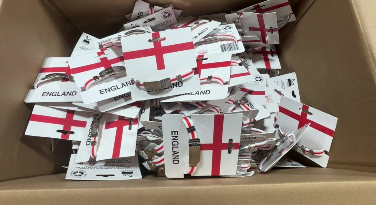 England UK Flag Silicone Bracelet 8″ Unisex Stainless Steel Nameplate & Clasp