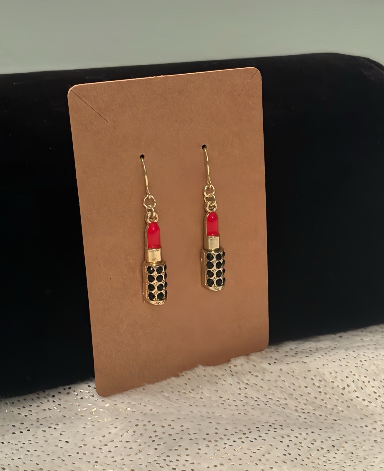 Dangling Red Lipstick Earrings