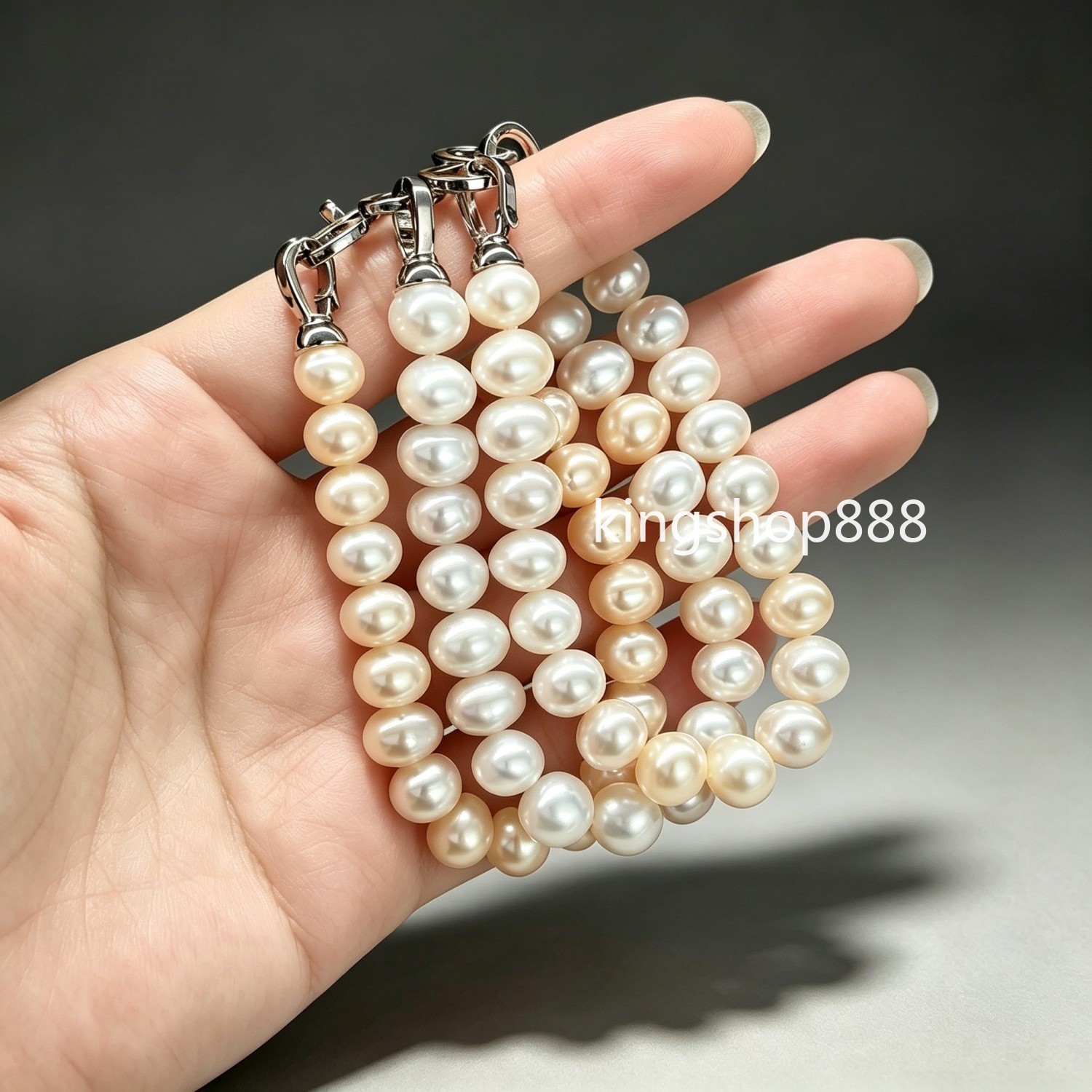 5mm Natural Keshi Freshwater Pearl Beaded Bracelet Round 16-17cm Wrist Women