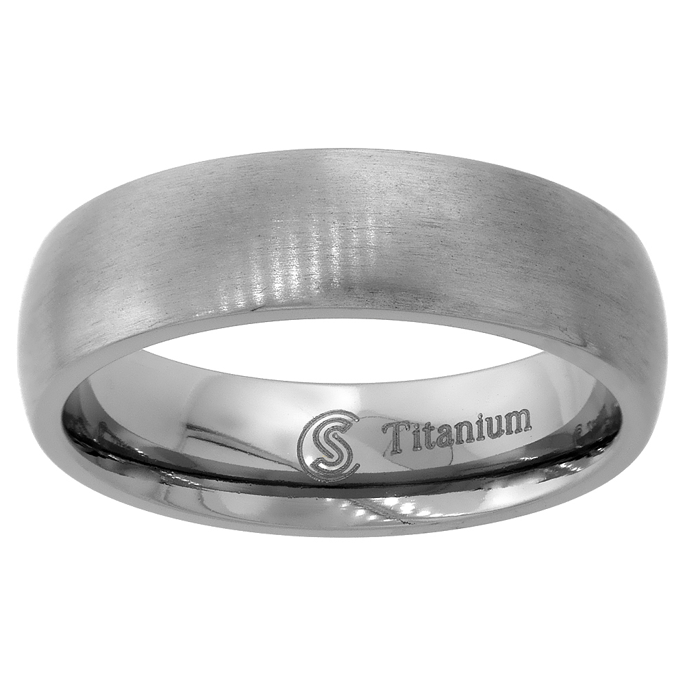 6mm Titanium Comfort Fit Domed Wedding Band / Thumb Ring Brushed Finish