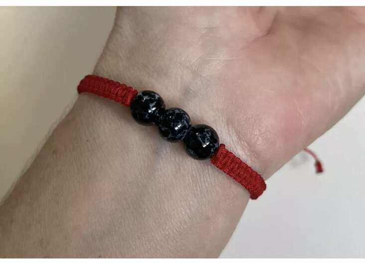 Pulsera Roja de Obsidia Negra para la proteccion general de la vida