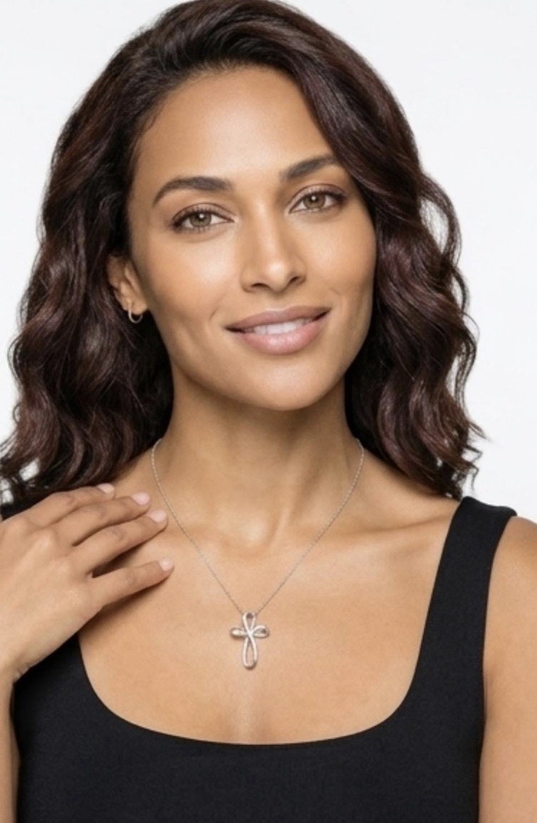 Sterling Silver infinity Cross Pendant Necklace