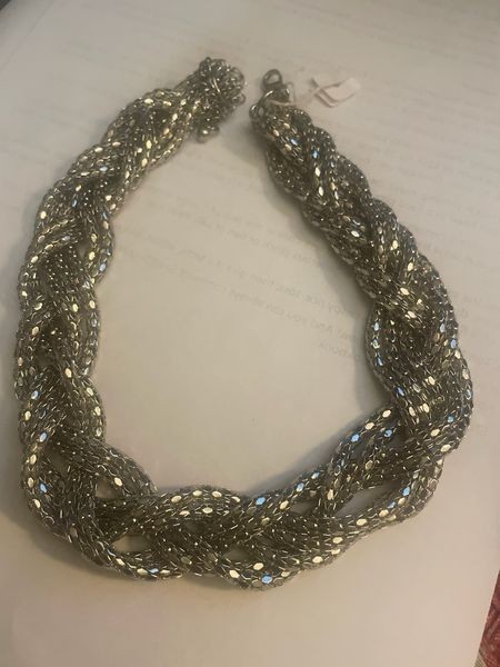 ***SALE*** GORGEOUS SILVER BRAID NECKLACE – 17-20″ LENGTH