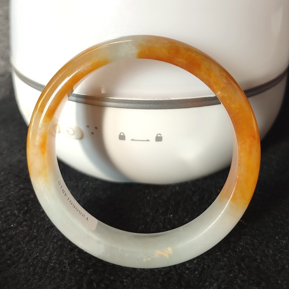 Certified Grade A Yellow 59mm Natural Burma Jade jadeite Bangle Bracelet 4810