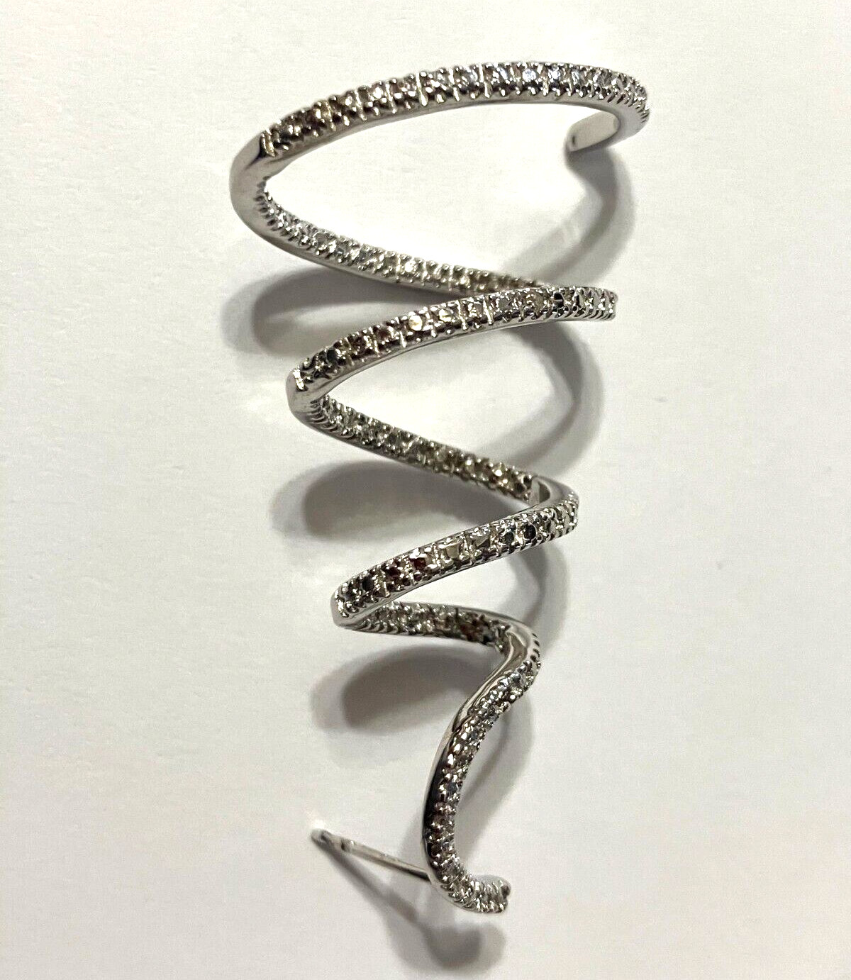 NWOT QVC 925 STERLING SILVER PAVE CZ CIRCULAR SPIRAL EARRINGS 10.2 Grams #2