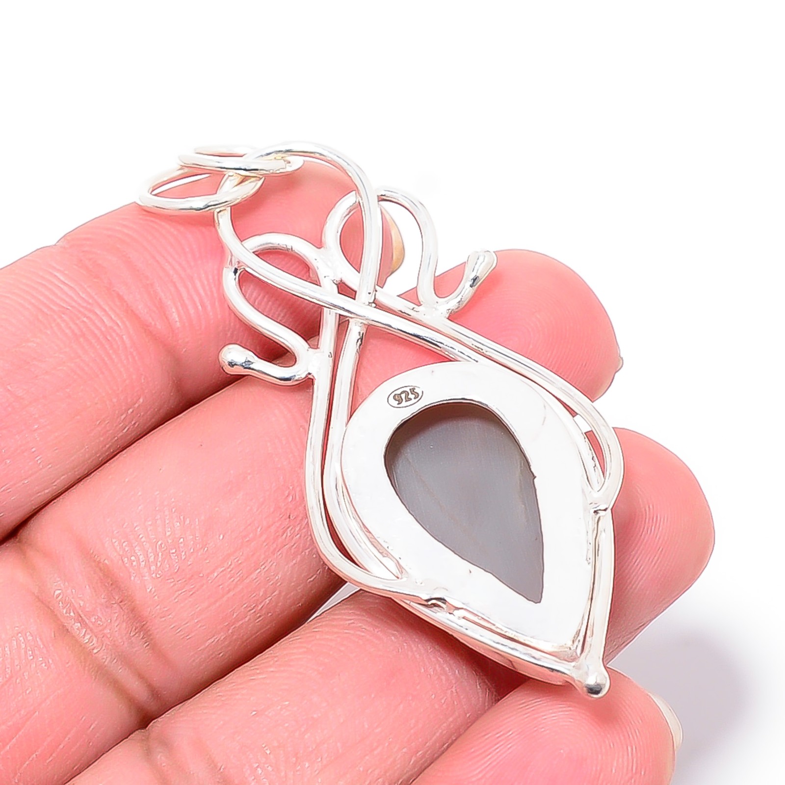 Gray Moonstone – Sri Lanka Handmade 925 Sterling Silver Pendant 2.50″ P84021