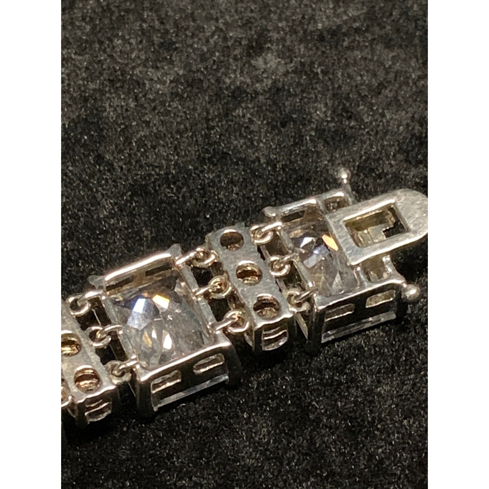 Emerald Cut Cubic Zirconia Tennis Bracelet Silver Tone 6.5 Inch Bridal Wedding