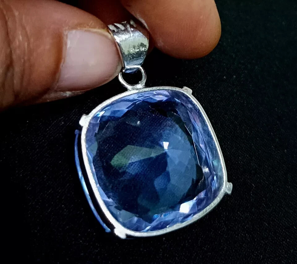 77.10 Ct Certified Natural Topaz 925 Solid Silver cushion Pendant Loose Gemstone