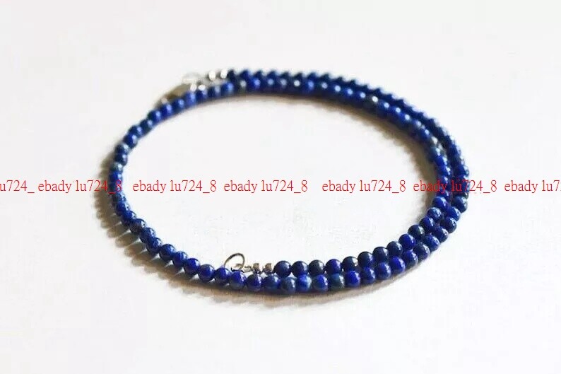 Natural Lapis Lazuli Round 4mm Gemstone Bead Handmade Necklace 16-28″