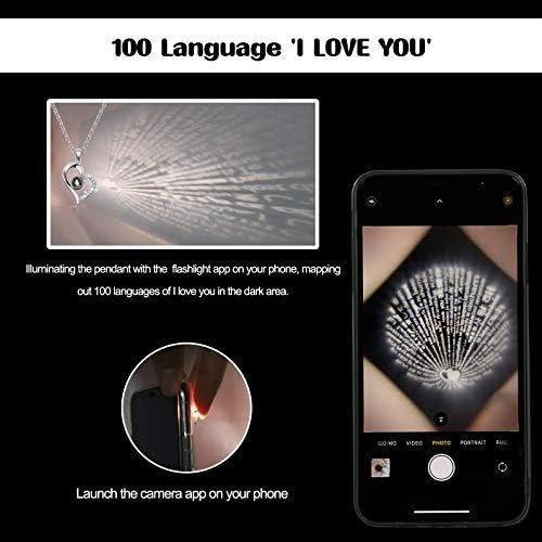 Hicarer Valentine Necklace Gift for Girlfriend I Love You in 100 Languages Proje