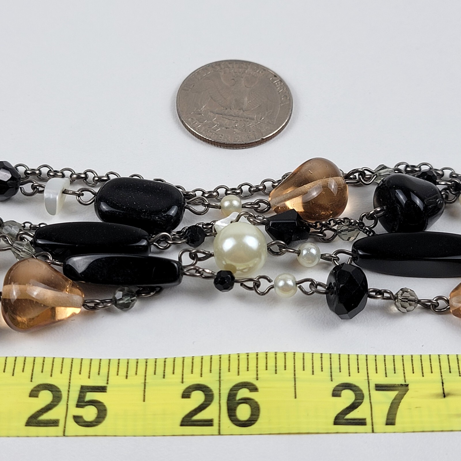 Lia Sophia Silver-Tone Multicolor Bead Charm Layered Necklace 5-Row 20.5 In