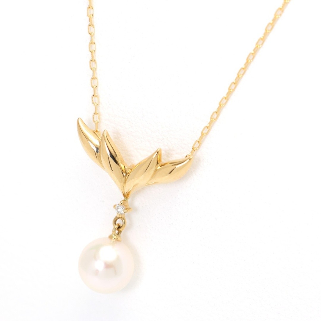 Mikimoto Pearl Necklace 1P Diamond K18YG Yellow Gold 40cm (15.75 in) Used TOMI-0
