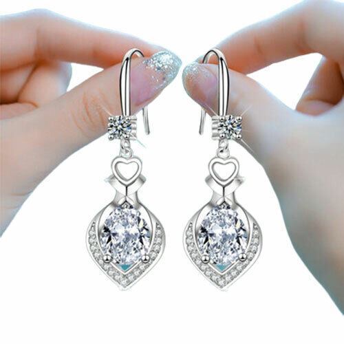 Women Ladies Girls Jewellery Zircon Crystal Stone Drop Hook Stud Earrings Gift