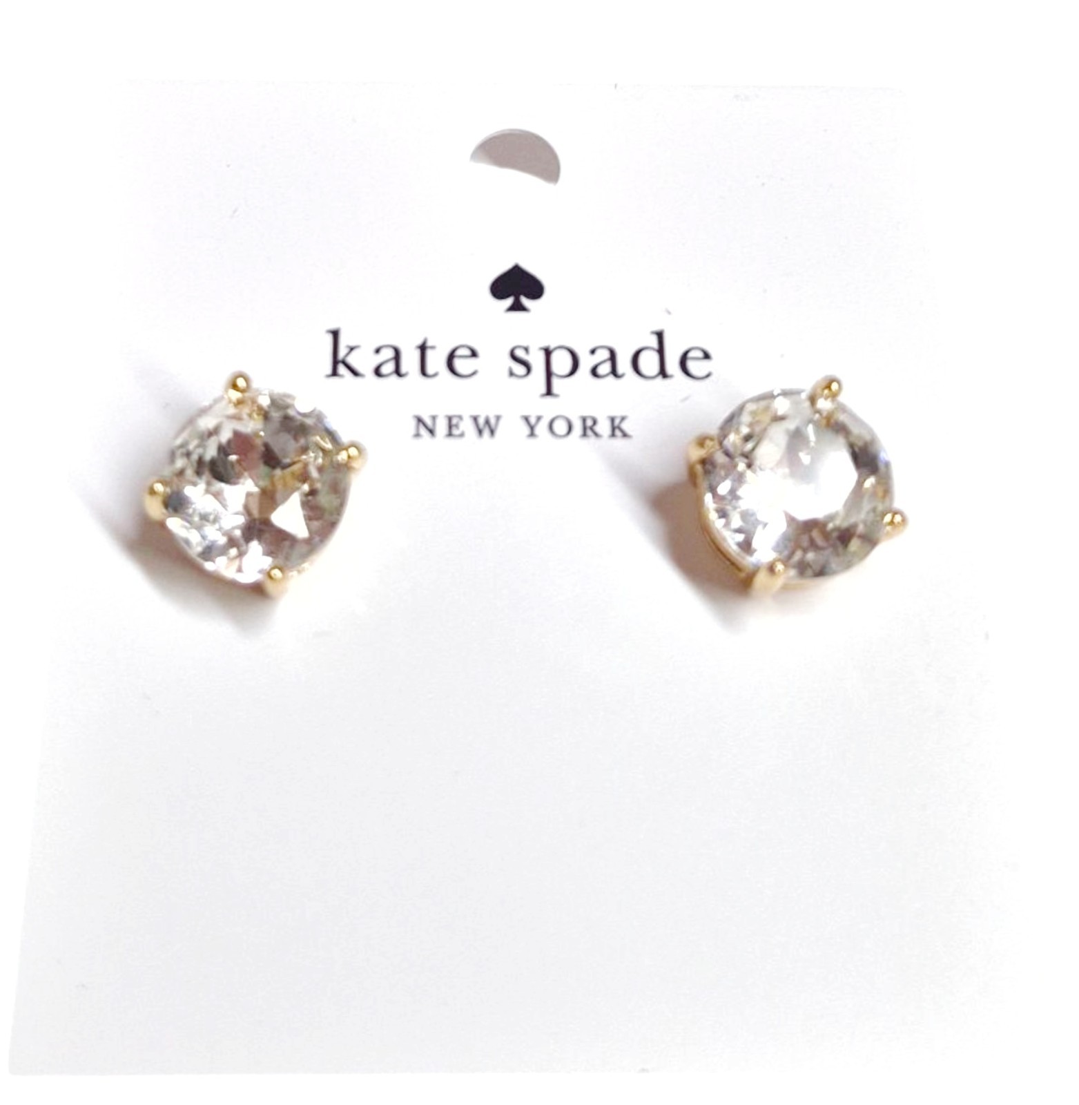 Kate Sapde Gumdrops Stud Earrnigs Clear/Gold 12-k Gold Plated O0RUO666 New