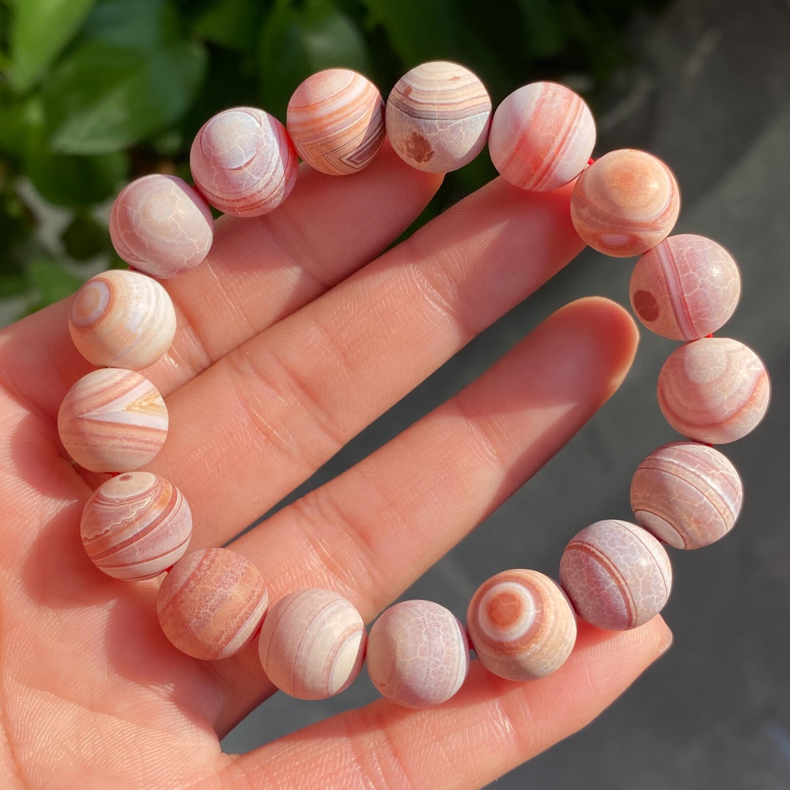 12mm Natural Red Gobi Agate Eyes Madagascar stone Bracelet (not polished) B1529