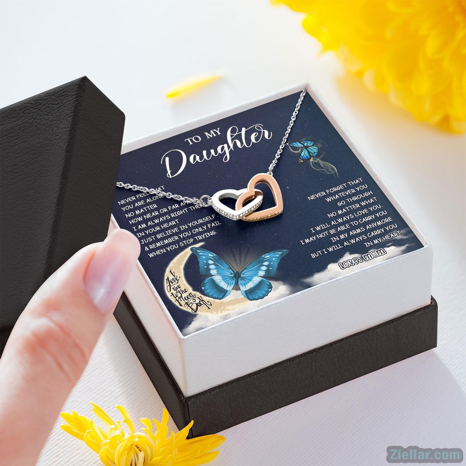 To My Daughter Necklace Gift from Mom, Birthday Graduation Jewelry Mom Love