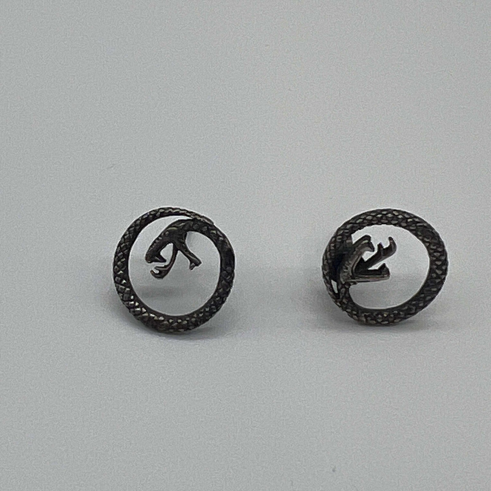 Snake Stud Earrings Ouroboros Serpent Circle Round Gothic Punk Rock Jewelry