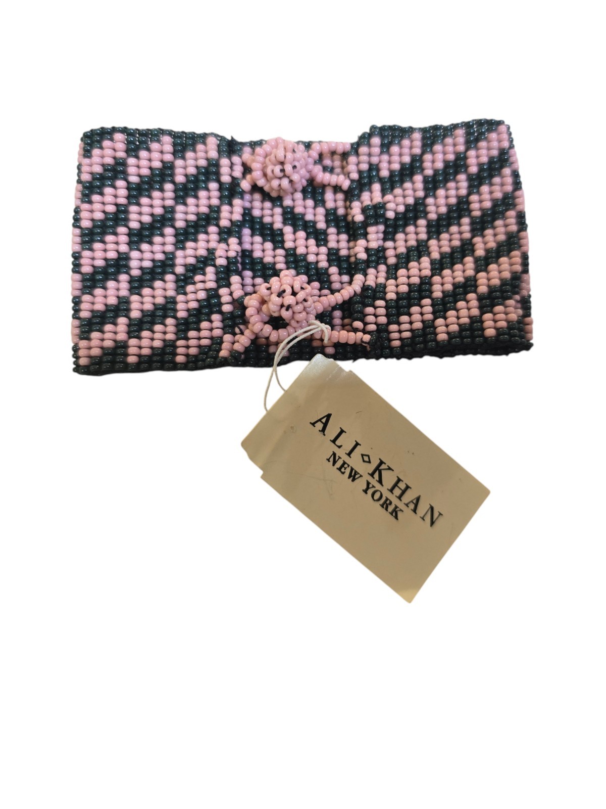 Ali Kahn New York Women’s Beaded Black Pink Wide Bracelet NWT
