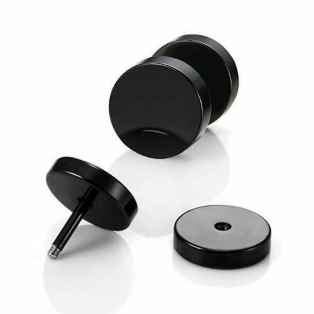 Stainless Steel Unisex Men Women Barbell Stud Earrings Punk Ear Piercing Plugs