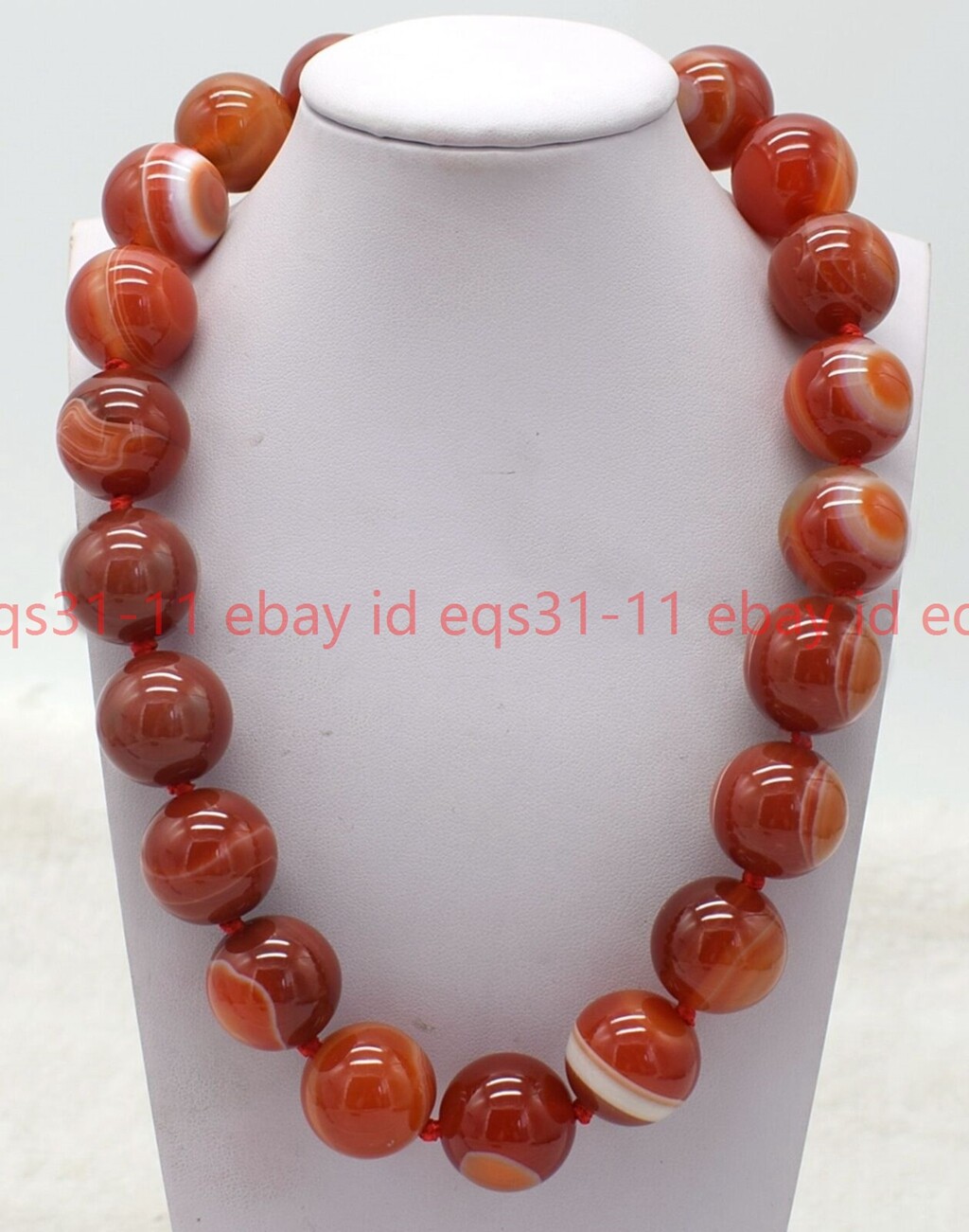 Natural 20mm Red Stripe Agate Round Gemstone Beads Necklace 16-36 Inch