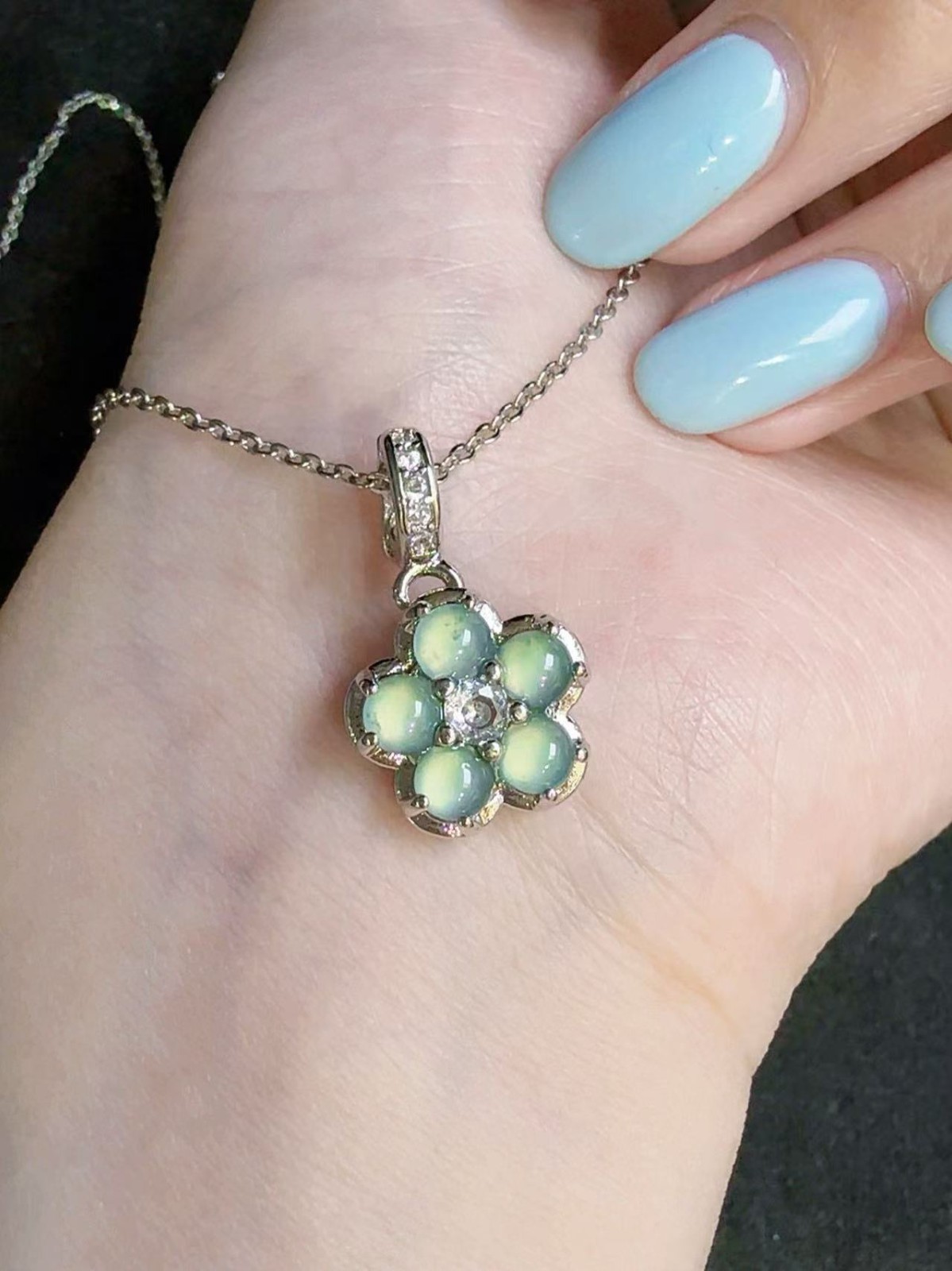 Natural sky blue jadeite pendant